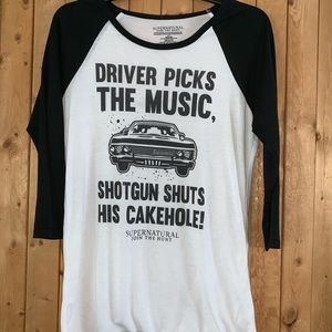 Black and white Baseball tee